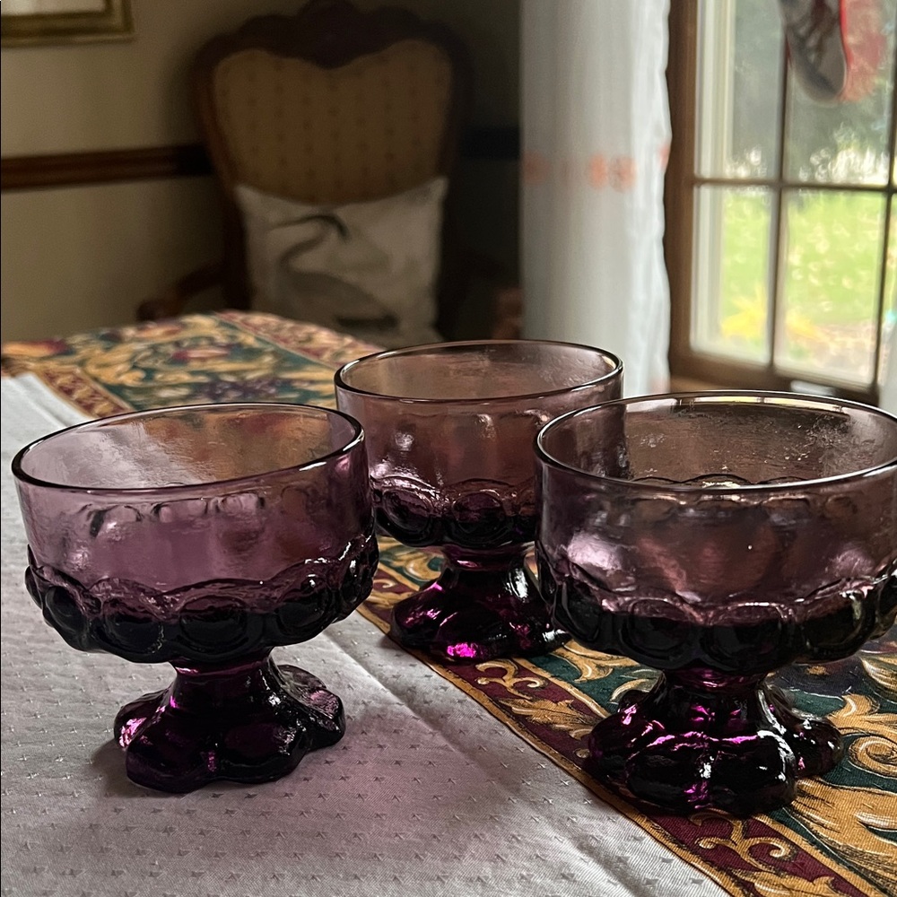 Tiffin Franciscan Madeira Sherbet Dessert Glasses. Thick Heavy. Set of 3.